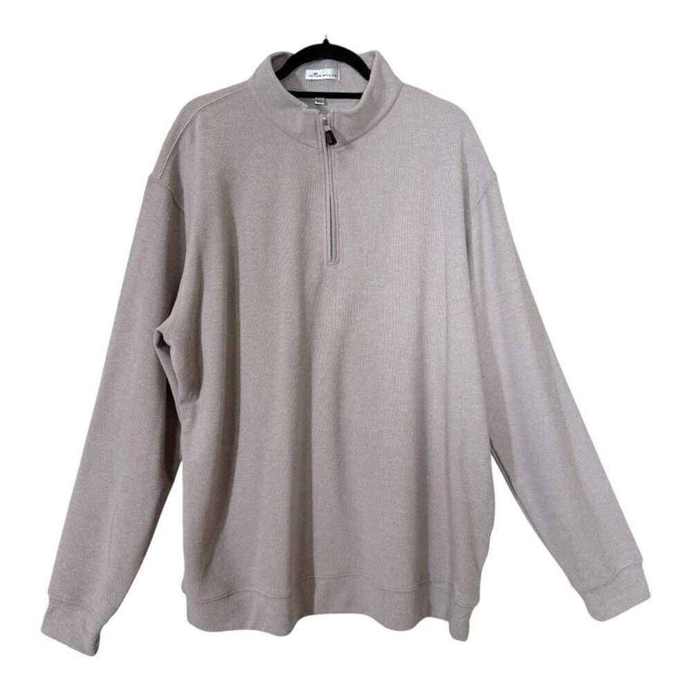 Peter Millar Men’s Perth Mélange Performance 1/4 Zip Gray‎ Pullover Size XXL